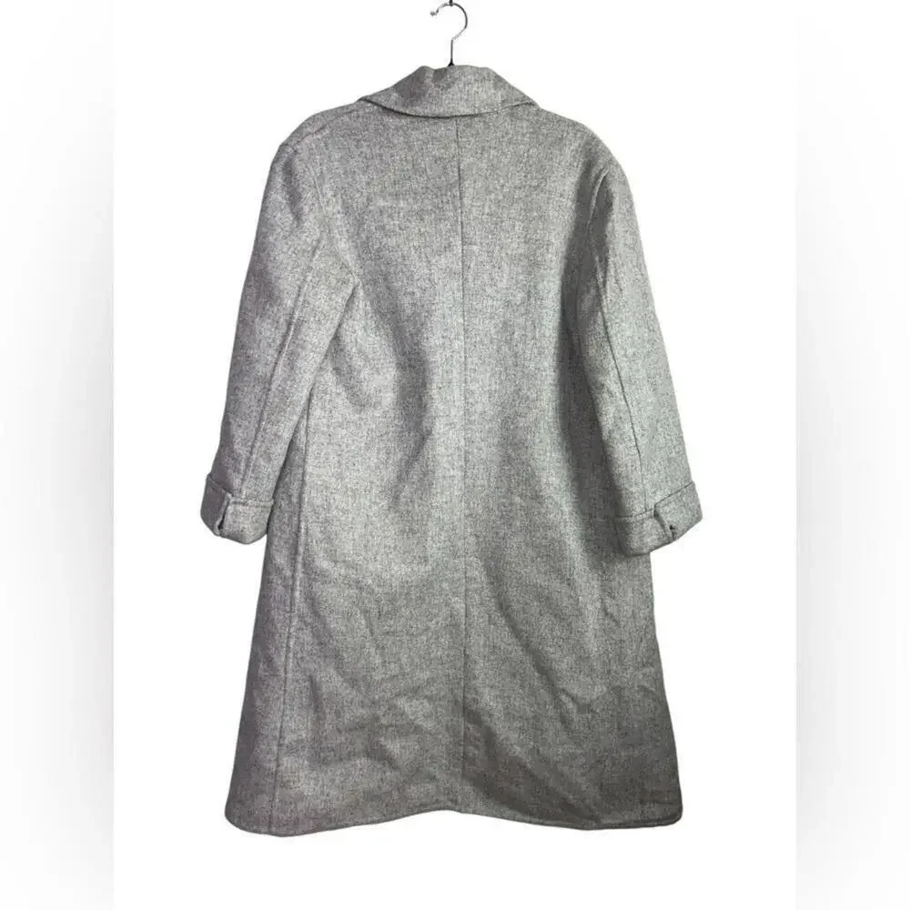 Blossom H Company l Light Gray Open Front Long Wool Coat Large - Picture 2 of 9